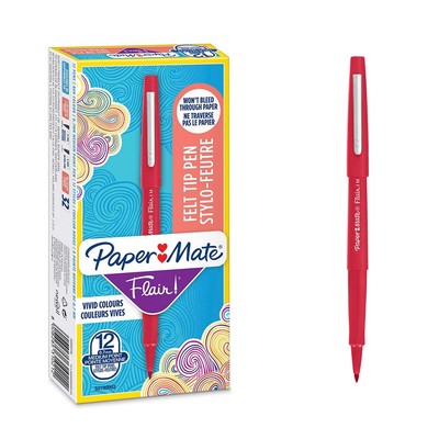 Paper Mate Flair Felt Tip Pens   Medium Point (0.7 mm) Marker Pens   Red Pens   