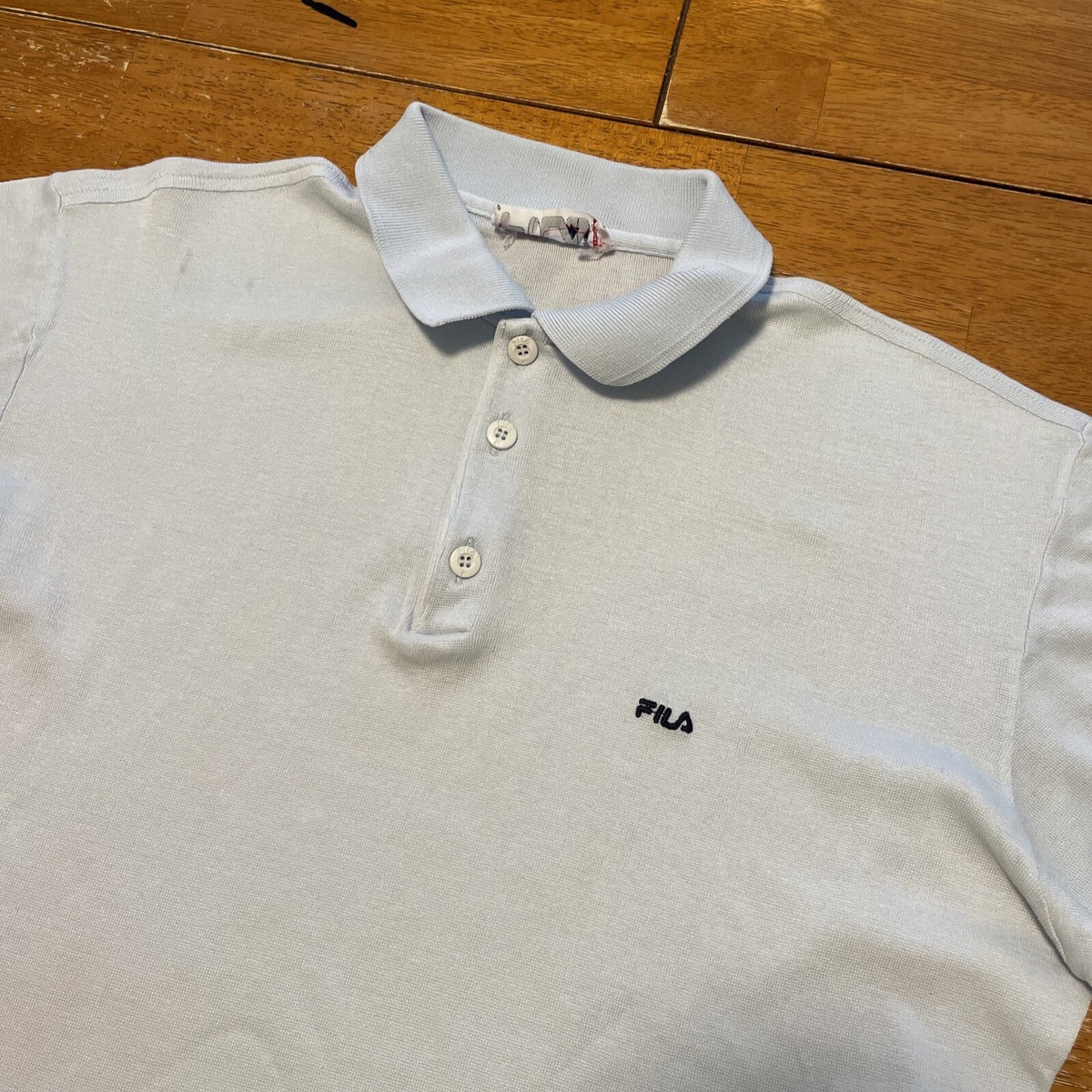 Vintage 1980s FILA Borg Polo Shirt Single Stitch Made in Italy
