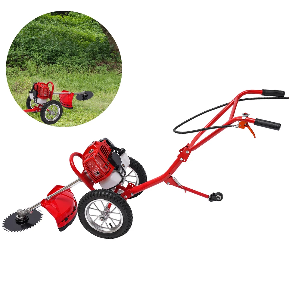 49CC Gas Grass String Trimmer Cutter Wheeled Lawn Edger Weed Wacker Mower 2.5hp - Image 4 of 4