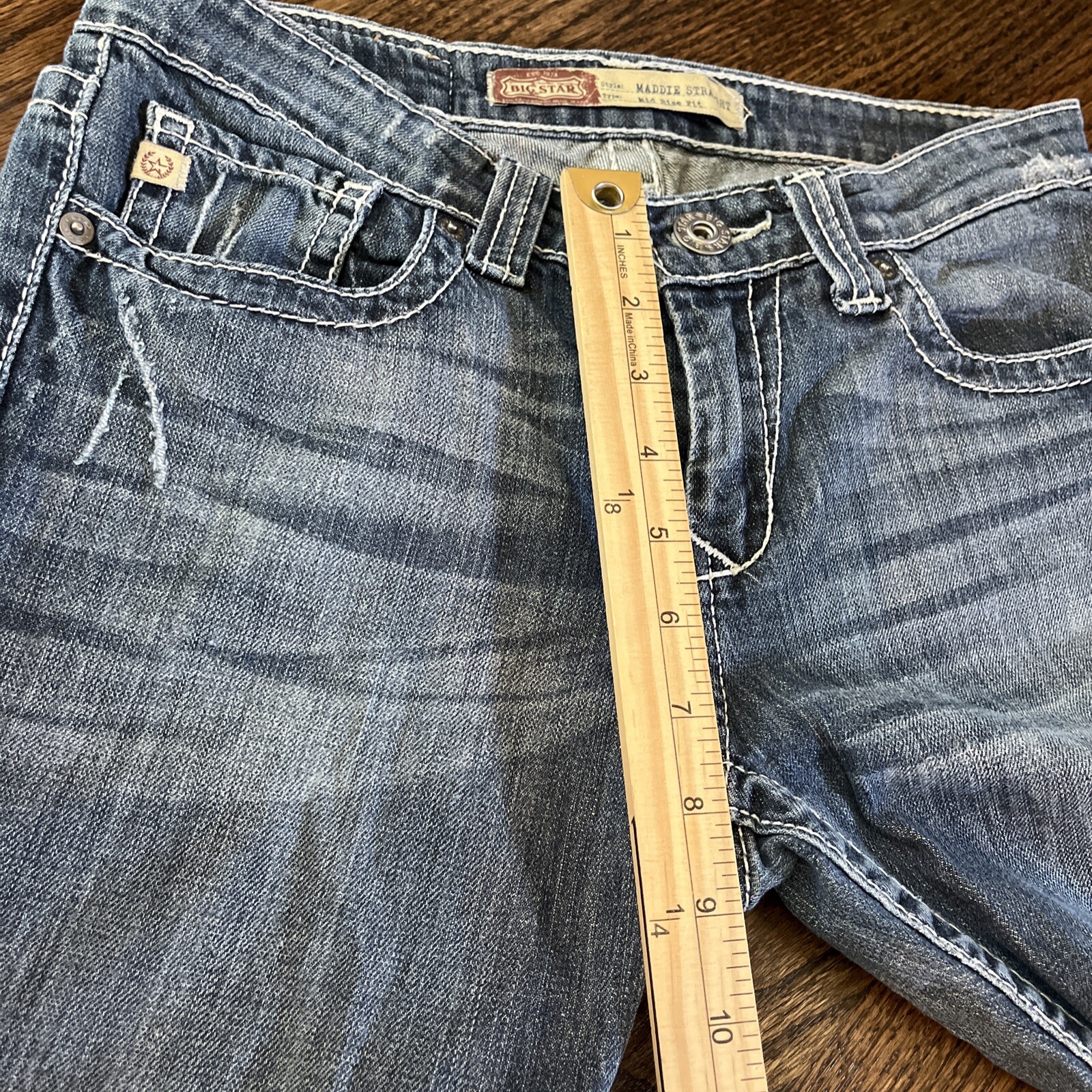 Big Star Jeans Womens 28x29 Blue Denim Maddie Straight Mid Rise Fit Stretch - View 6