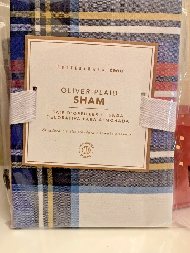 Almohada a cuadros Pottery Barn falsa vacaciones Navidad deporte fiesta escuela Disney niño, Foto 2 de 4