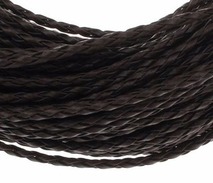 5 meter LEDERBAND GEFLOCHTEN PU LEDER 3mm BRAUN SCHNUR Lederbänder BEST