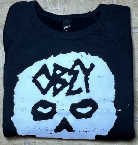 Sudadera OBEY Posse Calavera Cuello Redondo Para Hombre Mediana Blanca y Negra Hecha en EE. UU. EN MUY BUENA CONDICIÓN - Imagen 9 de 9