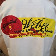 Vintage GASSER/DRAG/NASCAR/SPRINT/MIDGET RACE T-shirt WEBER CAMS  FLYWHEELS