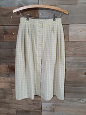 Vintage White Stag Plaid Skirt Sz.12 Button Front Elastic Waist Pockets EUC USA