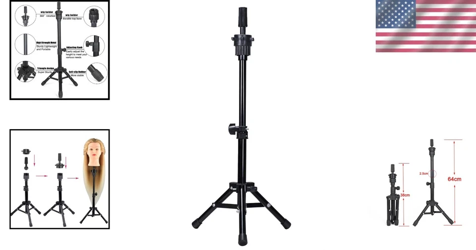 Professional Wig Tripod Stand with Adjustable Height for Salon and Training Use - Image 2 of 4