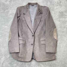 VTG Pioneer Wear Jacket Mens 44L Gray Blazer Coat Corduroy Elbow Patches Western