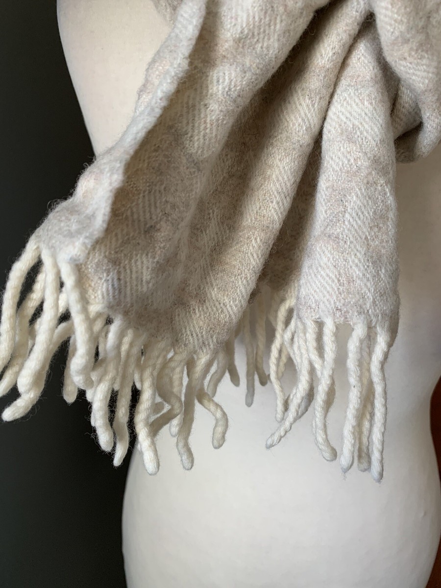 Tiger of sweden stone /beige wool scarf fringed Unisex UK