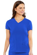 New with Tags Med Couture Women's Energy Knit Back Solid Scrub Top 8478
