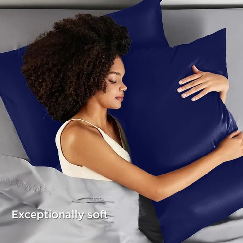 Premium Satin Silk Pillowcases For Hair And Skin 2 Pack Soft Pillow Cases Covers - Picture 99 of 137