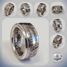 Silver Dollar Coin Ring Size 8-13 Handmade Crafted Rare Silver Men Rings