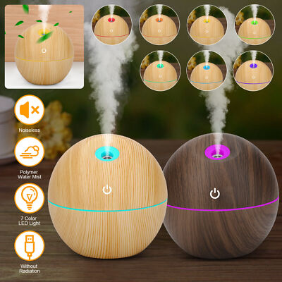 Aroma Diffuser Essential Oil Humidifier Mist Maker Aromatherapy Wood Grain LED