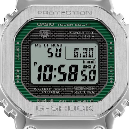 G-Shock Full Metal Silver Fresh Green Accents Bluetooth Watch GMW-B5000D-3 - Picture 6 of 8