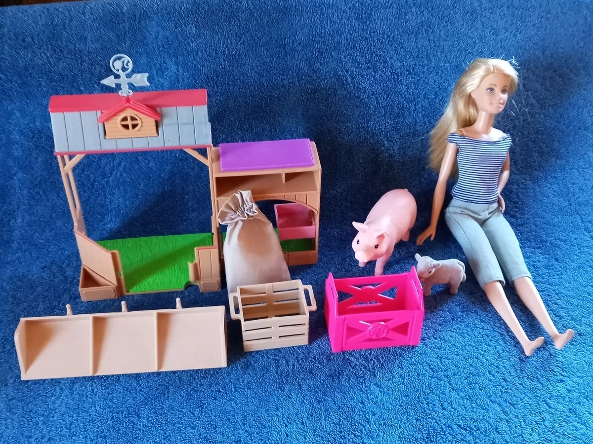 Barbie Sweet Orchard Farm Blonde Vet Playset Animals Lot Mix 2016