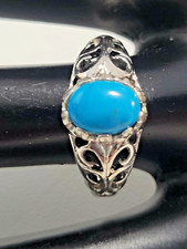 VINTAGE SETA STERLING SILVER TURQUOISE FILIGREE RING SIZE 7 SOUTHWESTERN 843