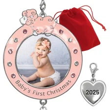 2025 Baby Girl's First Christmas Photo Ornament - Dated  - Picture Frame  #2973