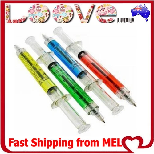 4x Syringe Pens Kids School Medical Nurse Doctor Novelty Gift Liquid Party Fun