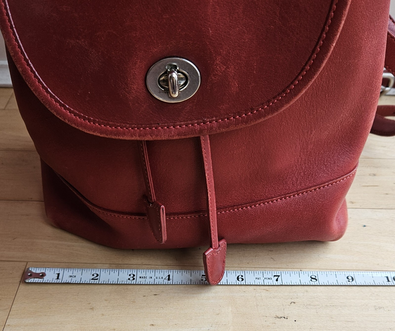 COACH Vintage Large Daypack Backpack Red Leather 9791 Gem