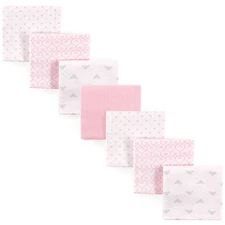 Luvable Friends Baby Girl Cotton Flannel Receiving Blankets, Tiara 7-Pack