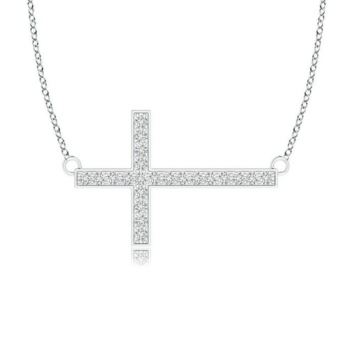 Classic Diamond Sideways Cross Necklace 
