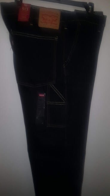 🔥LEVI'S 513 SLIM STRAIGHT CARPENTERS PANTS BLACK JEANS MEN'S 42x34 / RARE NWT image 9
