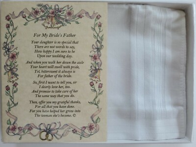 Father-In-Law Hankie Handkerchief Wedding Poem Gift Favor Son-In-Law Groom  BH147