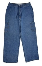 Vintage Y2K Streetwear Skater Jeans Womens 12 Baggy Cargo Wide Leg Faded