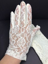 White GLOVES Lace Back Size Ladies SMALL G5 