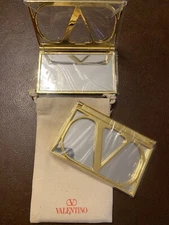 Valentino ‘V’ Logo Gold Compact Mirror- Exclusive design, Perfect for your purse