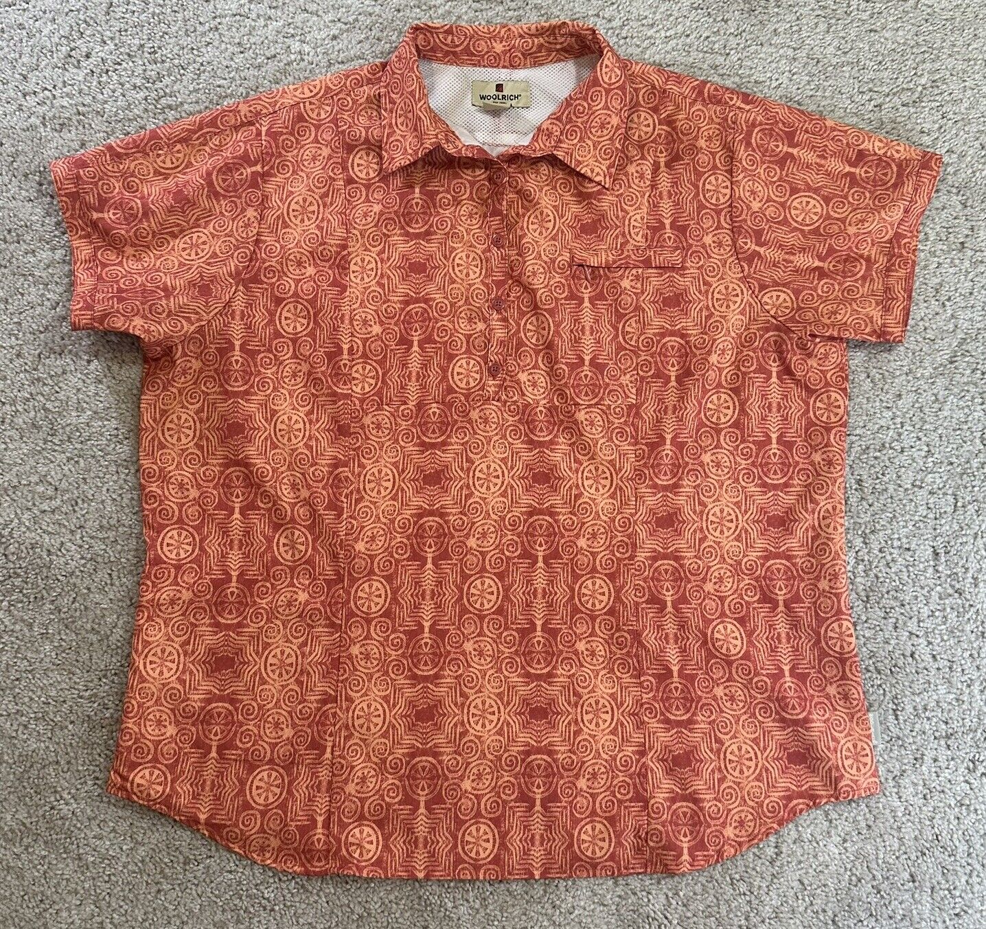 Woolrich Soft Ruby Shirt Women’s XL Red Orange Hiking Fishing Pockets