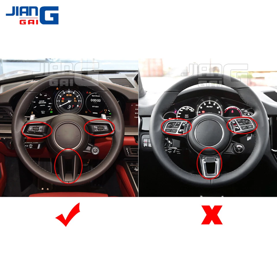 Volante de fibra de carbono real para Porsche Mancan Cayenne Panamera 911 918 718 Foto 4 de 4