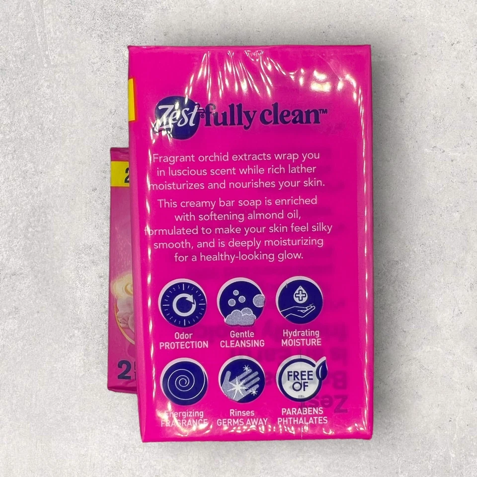 2 x Zest Indulgence Moisturizing LUSH ORCHID & ALMOND OIL Bar Soap 4 Total Bars - Image 2 of 3