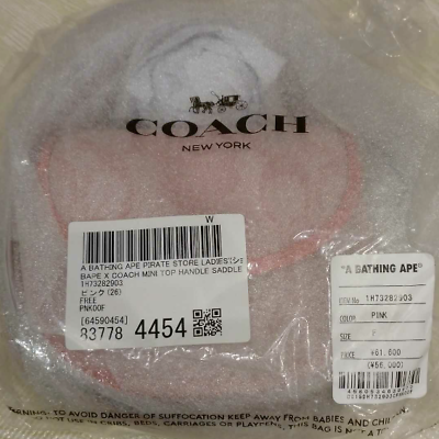 A BATHING APE BAPE X COACH MINI TOP HANDLE SADDLE PINK A BATHING APE BAPE X COACH MINI TOP HANDLE SADDLE PINK