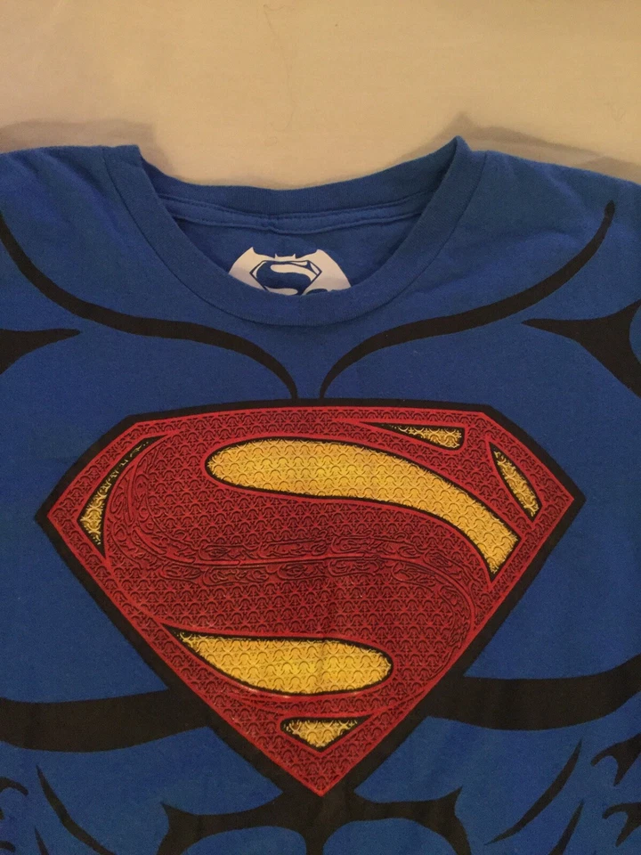 Halloween Superman Camisa Con Capa Juvenil Mediano Disfraz Azul Niños Foto 2 de 4