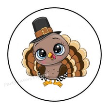 30 CUTE TURKEY THANKSGIVING ENVELOPE SEALS LABELS PARTY FAVORS STICKERS 1.5"