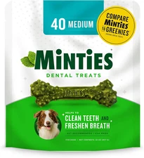 Dental Chews for Dogs, 40 Count, Vet-Recommended Mint-Flavored Dental Treats for