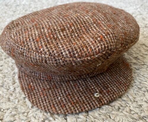 Vintage Stetson Brown Wool Tweed Flat Newsboy Cabbie Driving Cap Hat Size M - Picture 2 of 6