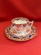 c 1884 Wileman & Co fairy shaped trio "sunflower & leaf" pattern #9127