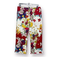 VTG 90s Capri pants Crop Floral All Over Print Womens L 33" Waist Y2K stretch