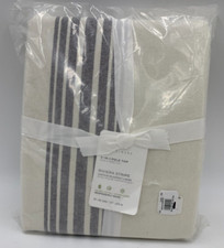 Pottery Barn Riviera Striped Blackout Drape Panel Curtain Charcoal 84" Q130