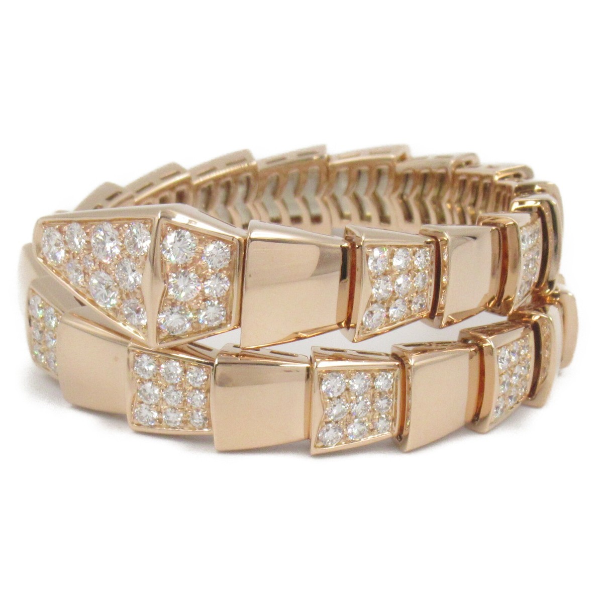 BVLGARI Serpenti Diamond Bracelet 18KPG Pink Rose Gold Used Women