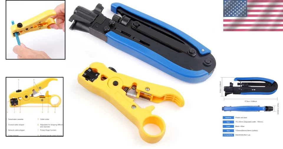 Versátil herramienta de prensado y pelado de cables coaxiales: kit esencial para proyectos hágalo usted mismo Foto 2 de 4