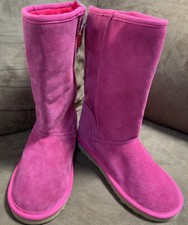 GIRLS PINK SUEDE BOOT SIZE 3 FURRY WARM LINING 10.5 HIGH SUPER CUTE