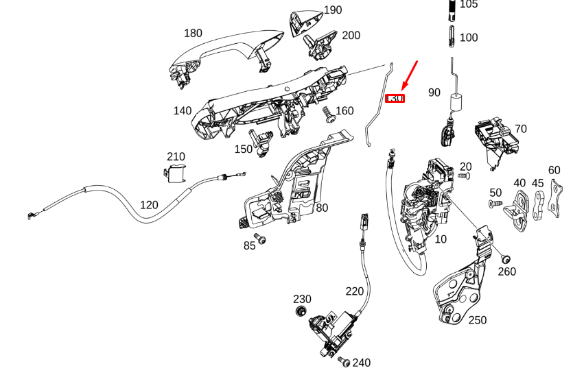 MERCEDES-BENZ E C238 Türverbindungsstange vorne rechts RHD A2387224600