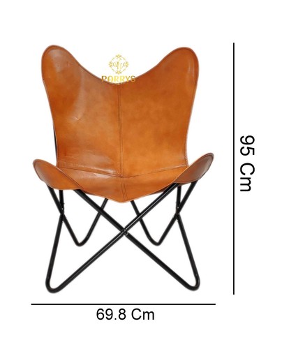 Hecho a Mano Hogar Decor Cuero Mariposa Silla,Piel Marrón Relajante Silla - Imagen 6 de 6