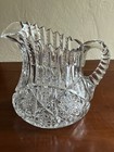ANTIQUE AMERICAN BRILLIANT LIBBEY CUT GLASS SIGNED PITCHER (small chips)