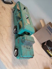 Vintage BUDDY L Pressed-Steel Auto Transport Car Carrier, 27" Metal Car Hauler