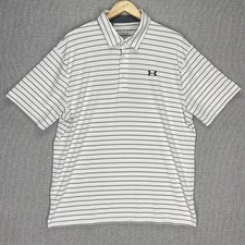 Under Armour The Playoff Polo Shirt Mens XL White Stripe Golf Performance Casual