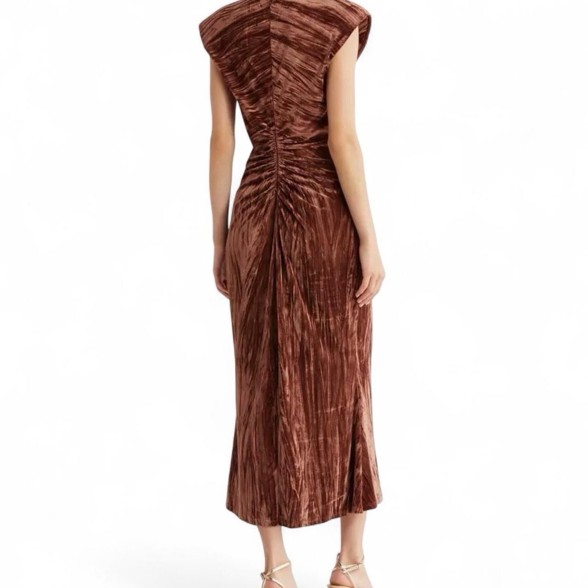 ASTR the Label Brown Daisha Ruched Velour Midi Dress Womens Size M NWT |  eBay