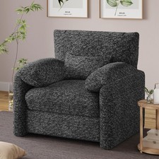 Oversized Teddy Velvet Armchair Deep Seat Tub Cosy Lounge Chair w Lumbar Pillow